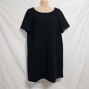 Eileen Fisher Waffle Knit Formal Dress Women Size L Black Tencel